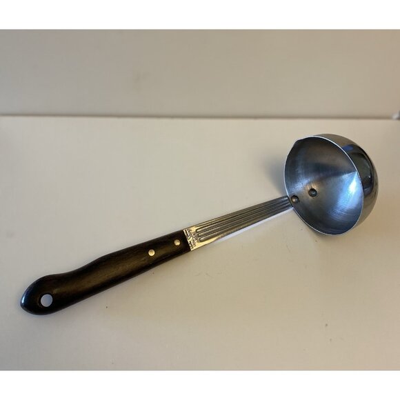 Vintage Veri-Sharp Ladle Stainless Steel 10” Riveted Wood Handle Made In USA - Picture 3 of 10